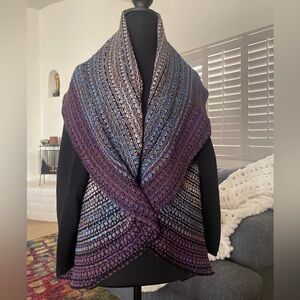 Kamana | Front wrap knit cardigan. Shawl collar. Knit. Purple Medium classy